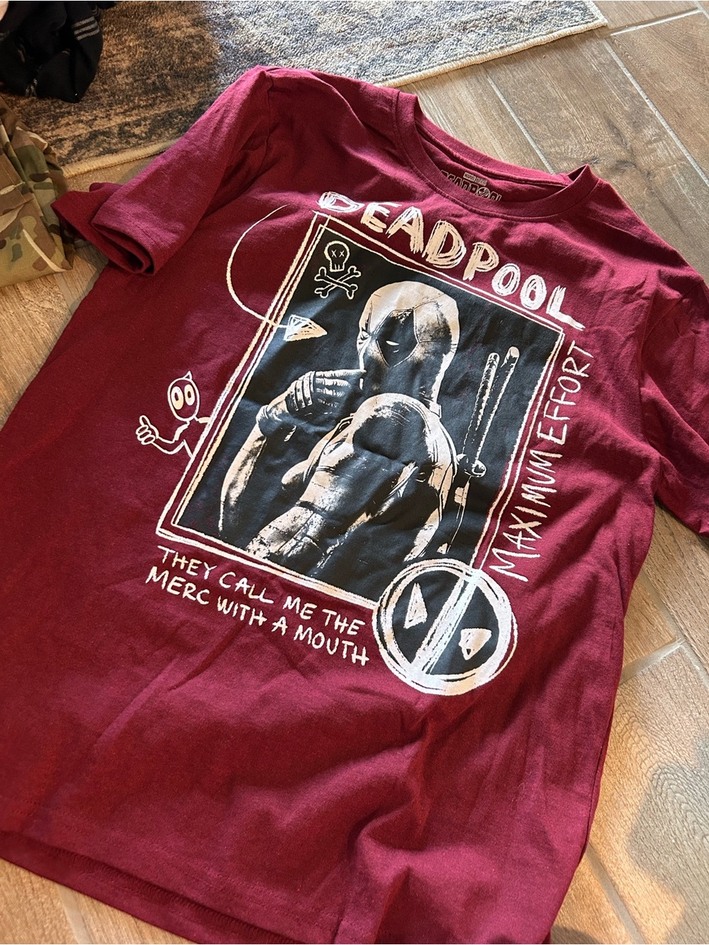 Deadpool Graphic Tee - Men's Burgundy Short-Sleeve Shirt